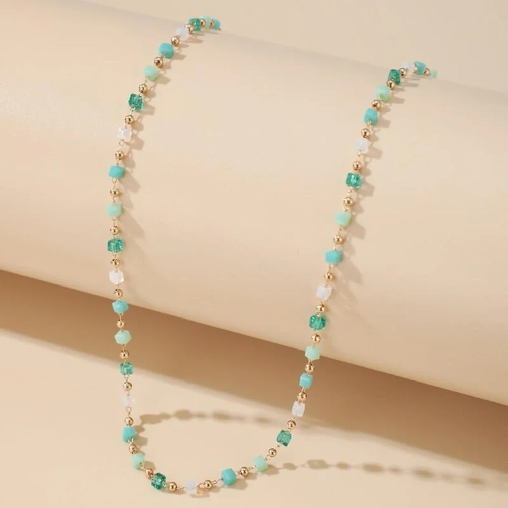 *ALETTA* Blue x White Bead Fashion Necklace